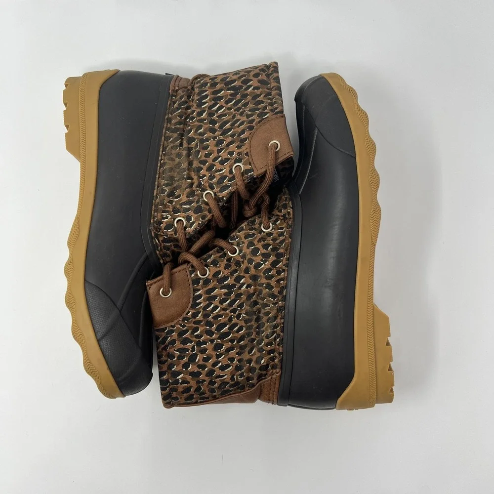 Sperry Port Boot Tan‎ Leopard Girls Size 6M SCK 165445